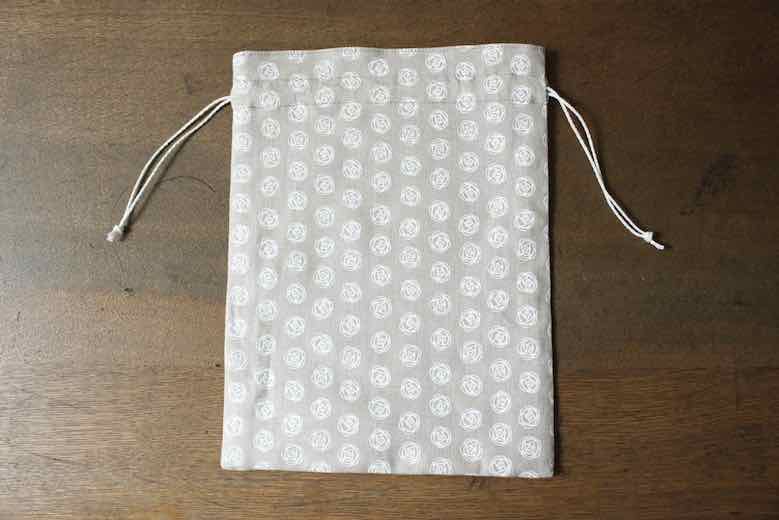 ローズドット巾着セット<br />Flax-白